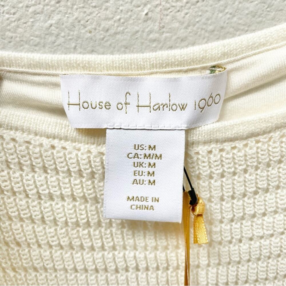 House of Harlow 1960 Knit Crochet Mini Ruffle Dress in Ivory Women's Medium $169 - Picture 12 of 13